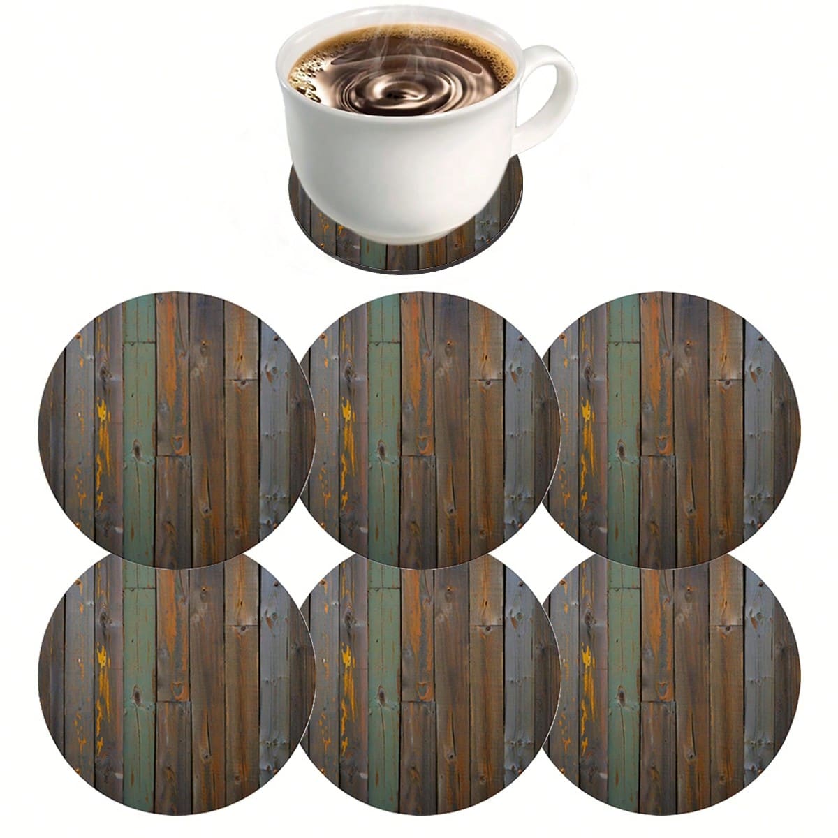 4/6/432 pièces Dessous de verre en polyester (polyester) avec motif imprimé en nid d'abeille creux et grain de bois - Élégants, résistants à la chaleur, conviennent pour la décoration de la maison et du bureau, les fêtes et les décorations de vacances