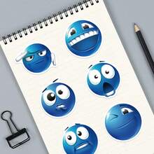 50Pcs Funny Smiling Meme Stickers Funny Meme Stickers Meme Stickers Face Stickers Spoof Graffiti Decal Meme Gifts Blue Stickers Vinyl Waterproof Stickers For Water Bottle, Hydroflask, Guitar, Luggage, Phone, Case, Laptop, Skateboard, Gift - Multicolor - View 6