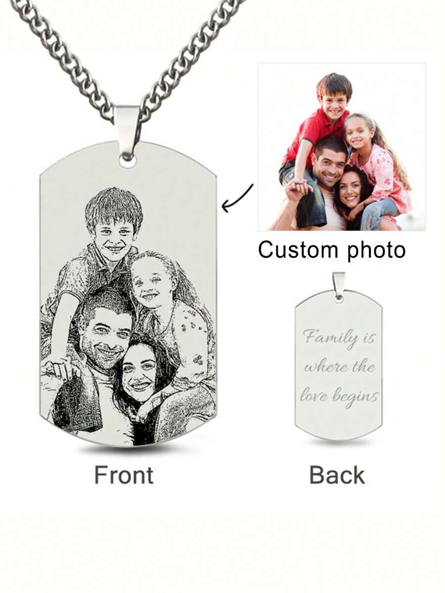 suteyi Spersonalizowany naszyjnik ze zdjęciem i odznaką wojskową, naszyjnik z wyrazem miłości rodzinnej, spersonalizowany naszyjnik ze zdjęciem członka rodziny