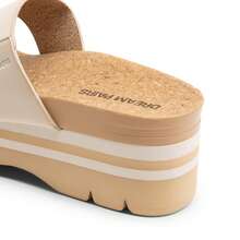 Women's Platform Slides Sandals Comfortable Arch Support Cork Cushion Footbed Two Strap Slip-On Fashion Flatform Beach Wedge Sandals - Beige - View 6