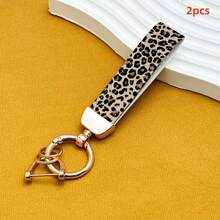 Fashionable Unisex Leopard Print Leather Keychain // Elegant Ladies' Leather Strap Key Chain, Fit For Any Vehicle - Multicolor - View 17