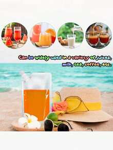 5/10/20个装防漏可重复使用密封冷冻饮料瓶、透明饮料袋、水瓶、食品饮料储存容器、可重复使用饮料/果汁/饮品袋、咖啡液体包装袋、种子储存袋 - 彩色 - 查看 4