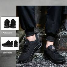 Tenis De Seguridad Zapatos Industrial Trabajo Mujer Hombre - Negro - Ver 4