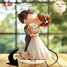 1pc Elegant 2D Rotating Acrylic Bride And Groom Desktop Decor - Ideal For Weddings, Engagements And Anniversaries, Indoor/Outdoor Use, No Power Needed, Wedding Decoration