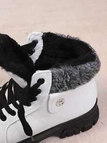 Botas Femininas, Bota de Neve com Sola Grossa, Forro Quente, Bico Redondo, Adequada para Uso Interno e Externo no Outono/Inverno