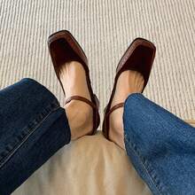 Empalme retro francés de zapatos raros de Mary de boca clara marrones, zapatos de mujer abrochados con tacones altos, zapatos de mujer gruesos, Zapatos de tacón de mujer - Marrón - Ver 6