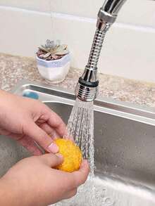 1pc Stainless Steel Kitchen Faucet Sprayer Head, 360 Degree Swivel Water Saving Splash-Proof Faucet Attachment, Kitchen/Bathroom Faucet Accessory - Multicolor - View 5