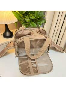 1 个大容量双开口纯色洗漱包，女士便携式度假化妆包，多口袋多槽多功能化妆包，时尚简约分区收纳包，暑假旅行必备品，返校学校用品包，用于学校洗漱包旅行 - 黃色 - 查看 16