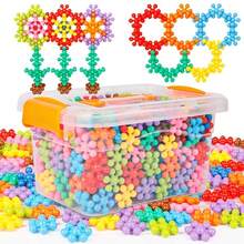 58/97/149pcs Plum Blossom 3D Snowflake DIY Building Block Set - Educational Plastic Building Toy, Creative Toy For Imagination, Halloween Gift, Back-To-School Gift, Halloween Gift, Christmas Gift, Colorful Building Blocks