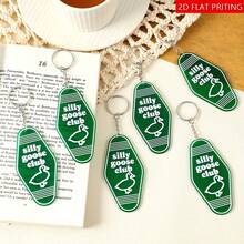 2D Flat 5pcs/Set Silly Goose Keychain, Cute Funny Keychain Bulk, Novelty Silly Goose Prank Gift, Vintage Hotel Gift, Unisex Backpack
