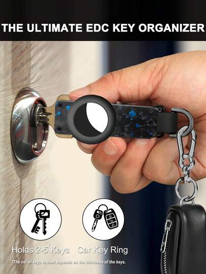 MIYIN Breloc minimalist Airtag pentru suport de etichetă de aer, carcasă Airtag, breloc - Cutie compactă de depozitare a cheilor metalice cu șurubelniță, model din fibră de carbon, unisex, clemă albastră pentru chei, suprafață anti-zgârieturi, chei elegante, ușore, portabile, suport subțire pentru breloc cu cutie cadou, cadou excelent pentru prieteni, familie și cei dragi, cadouri pentru iubit, cadouri de ziua de naștere, aniversare, cadouri de Ziua Tatălui, cadouri de Crăciun, cadou de Ziua Recunoștinței, vintage pentru bărbați