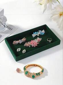 绒布首饰托盘抽屉隔板收纳架可堆叠珠宝收纳盒项链手链展示托盘可放置耳环戒指胸针手表可堆叠珠宝收纳盒适用于抽屉式绒布首饰托盘带分隔板耳环架和戒指展示盒项链收纳适合女士和女孩 - 彩色 - 查看 8