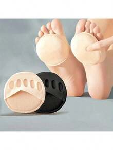 4 piezas Almohadillas para la parte delantera del pie con cinco dedos para mujeres, plantillas medias cómodas para el cuidado de los pies, insertos de calcetines con dedos antideslizantes para tacones altos