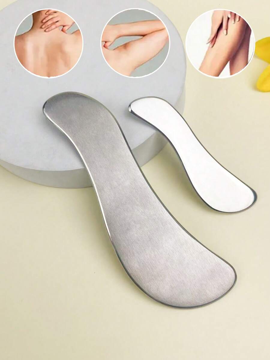 INYUSUN 1 件/2 件不锈钢筋膜工具套装，软组织释放刀按摩工具，便携式实用迷你 S 形刮痧板，面部刮痧板，可用于放松面部、颈部、腿部、背部和全身的肌肉和筋膜 - 彩色 - 查看 1