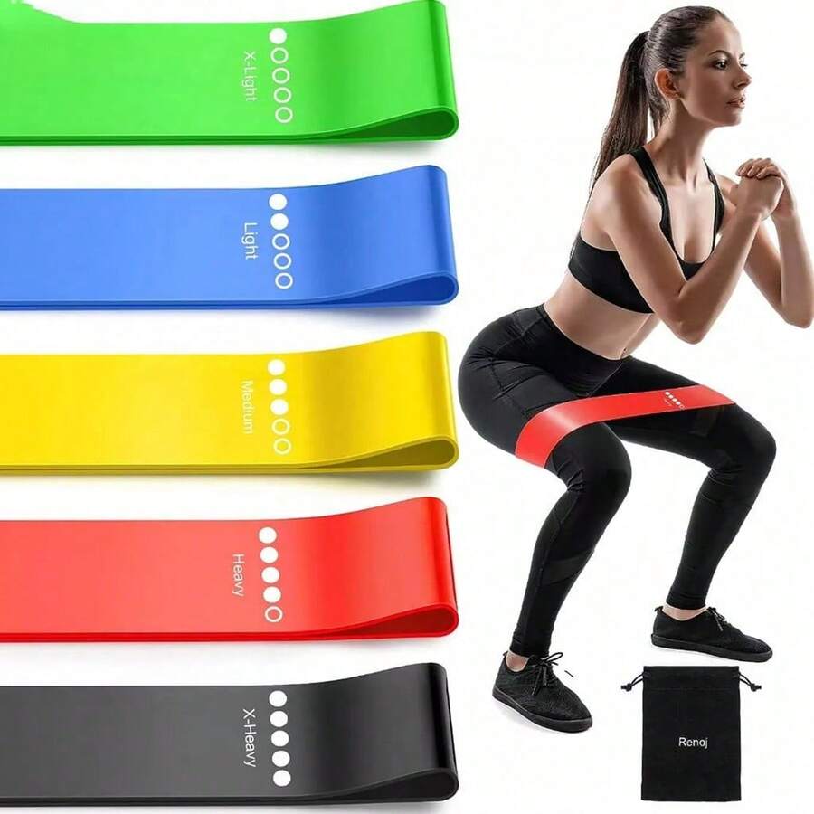 Elastic Bands Kit 5 Bands For Multifunctional Exercises Yoga Training Physiotherapy And Home Workout - Nhiều màu - Xem 1