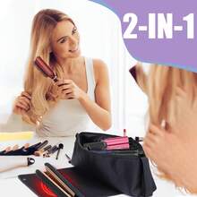 [2-Color Options] Large Capacity Heat-Resistant Storage, Zipper Closure, Minimalist & Fashionable Hair Straightener Storage Bag, Home/Travel/Holiday Gift, Pink/Black Available, Women-Specific Hair Styling Tool Organizer