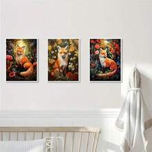 3pcs Frameless William Morris Poster Fox Flower Forest Canvas Painting Print Vintage Floral Animal Wall Art Living Room Bedroom Office Cafe Bar Gallery Home Decor No Frame