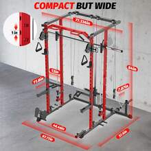 Smith Machine,Smith Machine Squat Rack With Pulley System, Dip Bar, LAT Pulldown,2200LBS Multi-Functional Power Cage For Home Gym With More Workout Equipment - Black&Red - 查看 2