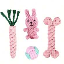 4pcs Dog Toys Set, Woven Rope Knot Toys, Puppy Chew Toys For Teeth Cleaning & Grinding, - Multicolor - View 1