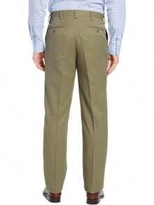 Men's Cozy Expandable Waist Dress Pants| Stretch Weave Work-To-Weekend Pants - Olive - View 3