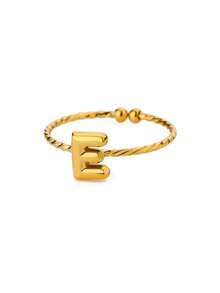 1 Buah Cincin Huruf Awal Tebal Lucu untuk Wanita, Warna Emas, Baja Tahan Karat, Huruf A-Z, Cincin yang Dapat Diatur, Perhiasan Pernikahan Estetis, Hadiah - Yellow Gold - View 19