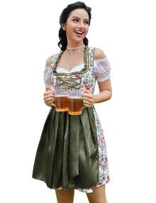 GoyRrbay Women's Oktoberfest Dress 3 Pieces German Dirndl Dress Costumes For Bavarian Carnival Halloween - Green - View 1