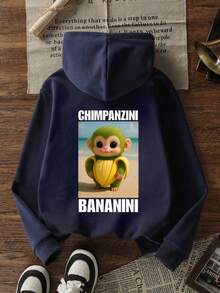 1pc Tween Boy Thermal Lined Thick Warm Sweatshirt, Young Student Clothing, Suitable Autumn/Winter Long Sleeve Top - Navy Blue - View 3