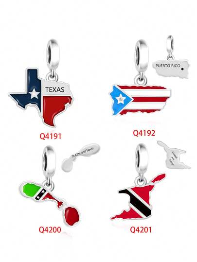 A Beautifully Crafted 925 Sterling Silver, TEXAS,PUERTO RICO,St Kitts And Nevis,Trinidad And Tobago, Beaded Pendants, Silver Jewelry, Men's Jewelry, Daily Wear, Suitable For Expressing Love, Commemoration, And Regional Culture For Specific Regions