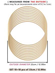 10 aros de bambu bege para apanhadores de sonhos, decoração para casamento ao ar livre, anéis decorativos com sinos de vento de penas, adequados para Halloween, Natal e outros feriados, círculos decorativos de bambu para parede de quarto, decoração de quarto, bastidores de bordado para artesanato faça você mesmo