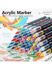 288/240/168/120/72/60/48/36/24/12 Color Tip Acrylic Marker Pens, Waterproof Drawing Pens, Markers. 5mm-1mm, Can Be Written On Stone, Glass, Wood, Canvas, Metal, A Variety Of Objects, Painting, Coloring, Marking, 168 Colors Can Be Selected, Very Bright Colors And Festival Painting Project Creation Back To School