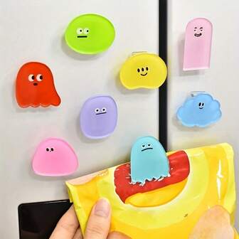 5/10 件可爱卡通塑料冰箱贴，装饰性新奇留言夹，强力白板磁性夹，多种形状设计，适合家庭和办公室使用