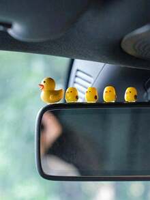 5pcs Mini Cute Duck Screen Center Console Ornaments For Car Rearview Mirror, Auto Interior Decorations - 黃色 - 查看 6