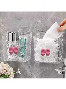 浴室壁挂式收纳盒、浴室置物架、透明塑料牙刷架、卫生间悬挂式垃圾桶、厨房、衣柜、淋浴间（注：弓形可能略有不同，但不影响使用） - 無色 - 查看 1