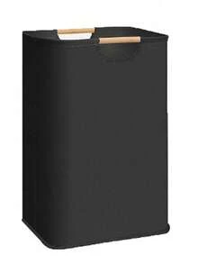 1 件亚麻洗衣篮，可折叠便携式织物洗衣篮，适用于家庭、卧室、浴室，存放脏衣服、玩具，可折叠大容量储物篮，带木柄洗衣篮，洗衣篮，浴室收纳篮，篮子，储物篮，可折叠洗衣篮 - 黑色 - 查看 6