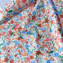 0.5m/1m/2m/3m*145cm Bohemian Colorful Lawn Flower Garden Printed Fabric, High Quality Soft & Skin-Friendly, Suitable For Seasonal Clothing Design, Dresses, Bags, Dolls, Tablecloths, Handicraft Decorations, DIY Sewing Patchwork, Multiple Sizes Available
