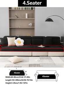 1PC Polar Fleece Jacquard Sofa Cushion Cover, Beautiful Decorative Sofa Cushion Cover, Pet-Proof Sofa Dust-Proof Elastic Sofa Cushion Cover, Jacquard Lines, Solid Black Color, Simple And Elegant, Waterproof, Non-Slip, Machine Washable, Suitable For L-Shaped Sofa 1/2/3/4 Seats, Spring, Summer, Autumn And Winter Seasons - Black - View 15