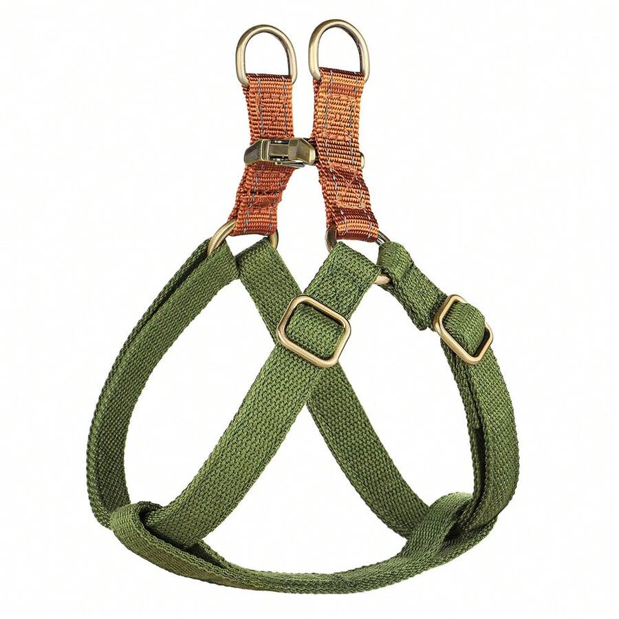 1pc Adjustable Sturdy Nylon Chest Harness, Suitable For Small To Medium Dogs, Military Green