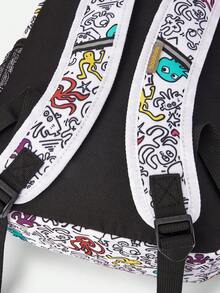 Balabala Kids Backpack Boys Girls Printed Lightweight Casual Daypack - White and Black - View 6