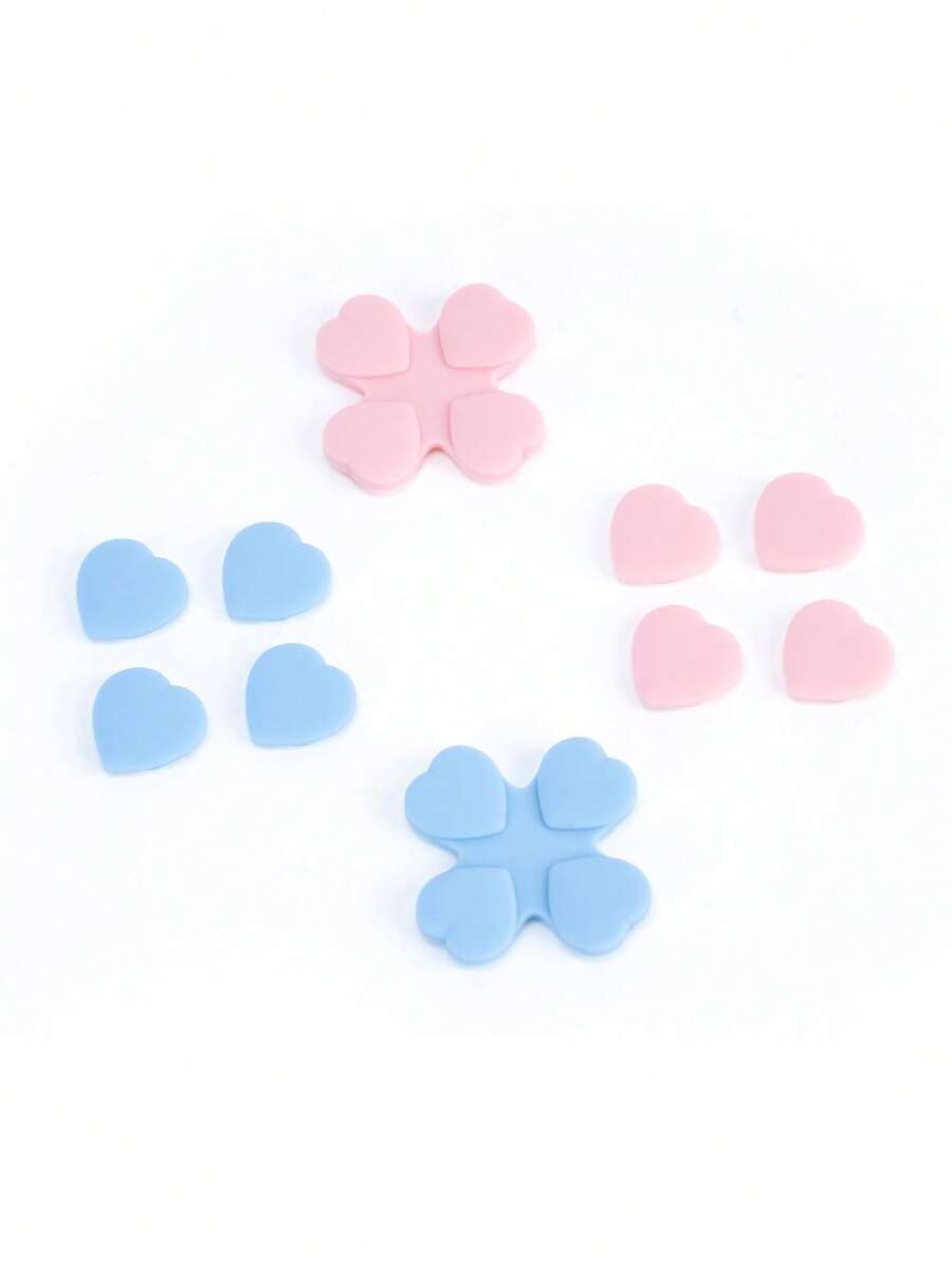 GeekShare 10pcs Pink & Blue Cat Paw Silicone Directional Buttons And ABXY Button Caps Compatible With Nintendo Switch/OLED Joy-Con - 粉藍 - 查看 1