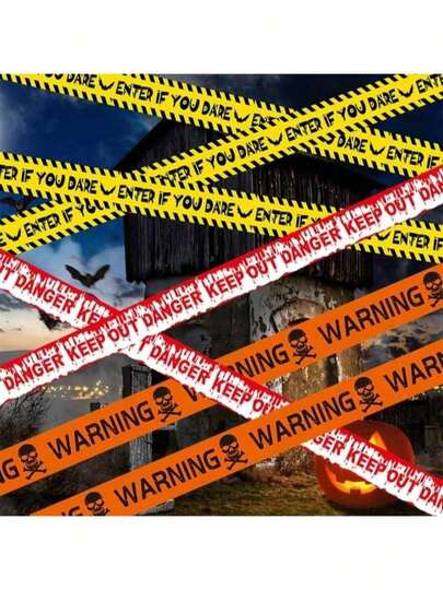 1pc Halloween Caution Tape, Holiday Decoration Tape, Scene Layout, Bar Barrier Tape, Isolation, European & American Party Supplies [For Bulk Order, Please Refer To The Last Image]