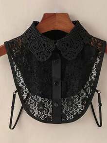 1pc Elegant Lace-Style Detachable Fake Collar | Women's White & Semi-Shirt Design For Sweaters, Blouses & Layered Outfits - Japanese Korean Fashion Accessory, Outfit Enhancer, Decorative Collar, Durable Fabric Collar,Breathable Half Shirt Collar With Adjustable Multifunctional Lace Bottom Collar, Used For Shirts And Dresses, Occasions: Office, School, Parties, Daily Casual Wear - Multicolor - View 4