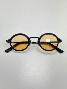 [Betsy]Unisex Vintage Metal Round Sunglasses – Retro Style, Lightweight Comfort & Iconic Look - Caramelo Suave - 查看 1