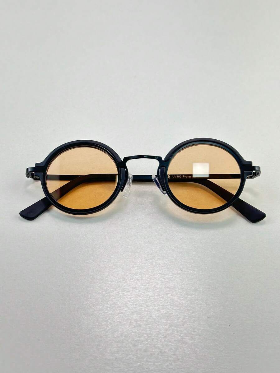 [Betsy]Unisex Vintage Metal Round Sunglasses – Retro Style, Lightweight Comfort & Iconic Look - Caramelo Suave - 查看 1