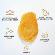 Exfoliating Towel, Mesh Sponge, Loofah Exfoliating Mesh Sponge, Back Exfoliation For Smooth Skin - 黃色 - 查看 3