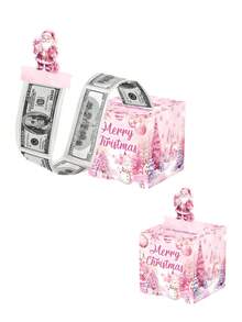 51pcs/1box Christmas Theme Cash Box,Fun Pull Money Box Cash, Box With Transparent Bags For Thanksgiving, Christmas Celebrations,Christmas,Perfect Holiday Party Accessory,Gift Boxes,Christmas Box,Funny Gifts,Christmas Gift Box
