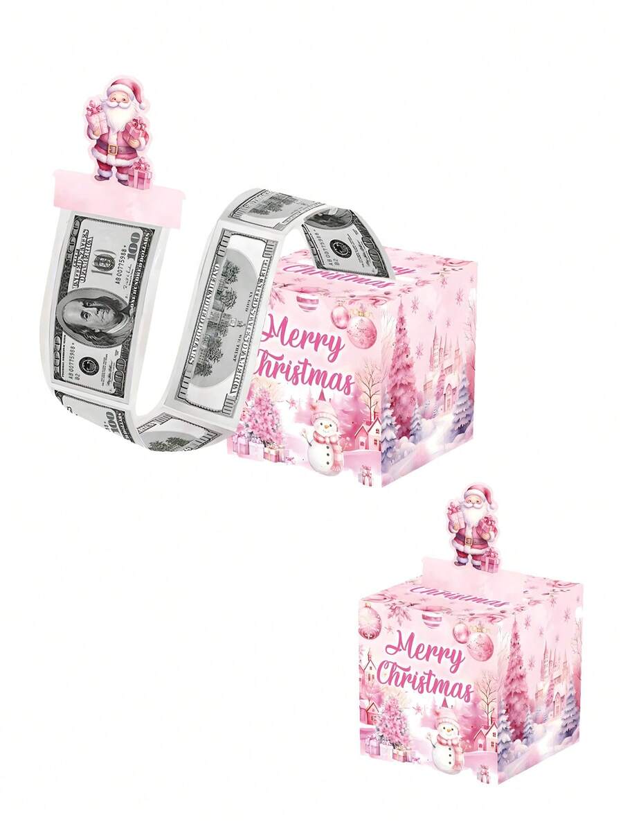 51pcs/1box Christmas Theme Cash Box,Fun Pull Money Box Cash, Box With Transparent Bags For Thanksgiving, Christmas Celebrations,Christmas,Perfect Holiday Party Accessory,Gift Boxes,Christmas Box,Funny Gifts,Christmas Gift Box