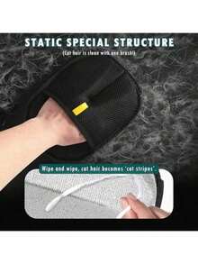 2pcs Black Static Electricity Pet Hair Remover Gloves | Pet Fur Cleaning Brush | Household Cleaning Tool | Removes Pet Hair From Furniture, Clothes, Bedding | Easy To Use, Just Wipe To Tear Hair Into Strips. This Is A Non-Universal Model. Christmas Gift, Gift, Funny Gift, Ramadan Gift, Personalized Gift. - Multicolor - View 5