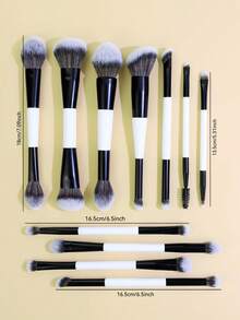 3/5/6/7/8/11 Peças Conjunto de Pincéis de Maquiagem Dupla Face, Pincéis Multifuncionais para Blush, Base, Pó, Iluminador, Olhos, Corretivo, Kit de Pincéis de Maquiagem, Presente Portátil para Meninas e Mulheres