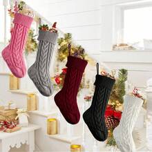 1pc Christmas Knitted Stockings, Holiday Gift Holder Socks, Festive Fireplace Hanging Decoration, Winter Seasonal Ornament, Xmas Party Supplies, Festival Celebration Decor, New Year Indoor Home Living Room Bedroom Office Decoration Home Decor Christmas Decorations Room Decor