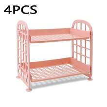 1 件双层桌面收纳架 - 2 层可调节塑料收纳架，带方形篮子设计，多功能桌架，适用于厨房、浴室和办公室使用，重量轻且节省空间 - 彩色 - 查看 20